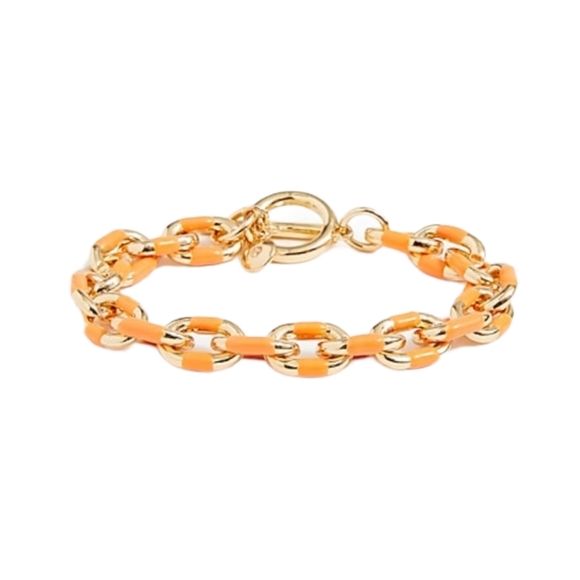 J. Crew Enamel Link Sweet Marigold Necklace, Bracelet & Earrings Set NWT - Picture 5 of 5